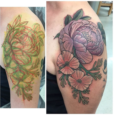 Tattoos - Peony & Poppies - 110182